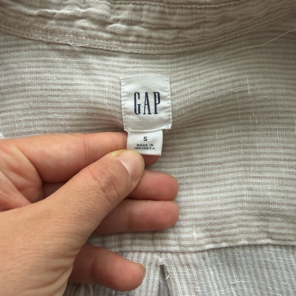 GAP 100% Linen Striped Long Sleeve Tunic Shirt – Size S - Picture 5 of 6